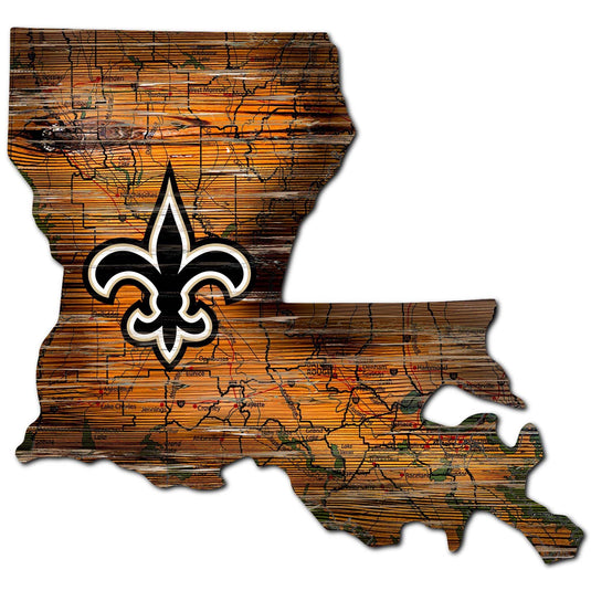 Fan Creations 24" Sign New Orleans Saints Distressed State With Logo Sign
