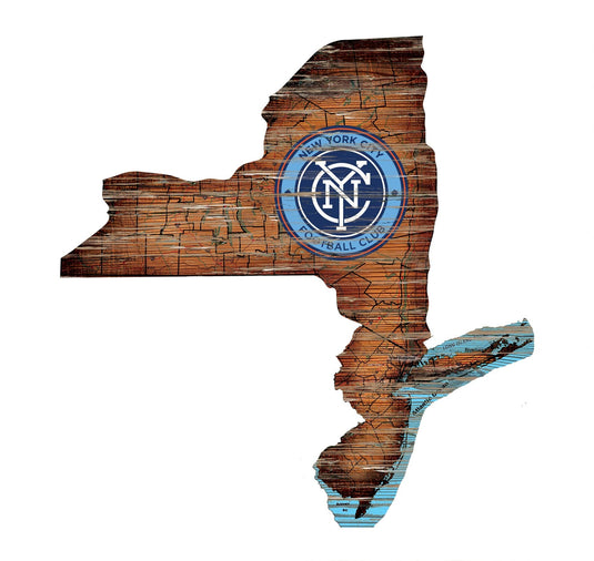Fan Creations 24" Sign New York City FC Distressed State With Logo Sign