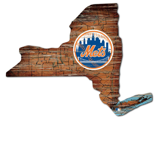Fan Creations 24" Sign New York Mets Distressed State With Logo Sign