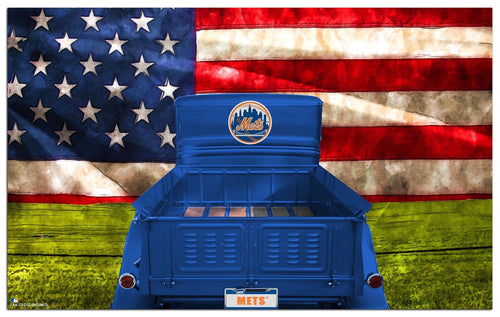 Fan Creations Home Decor New York Mets  Patriotic Retro Truck 11x19