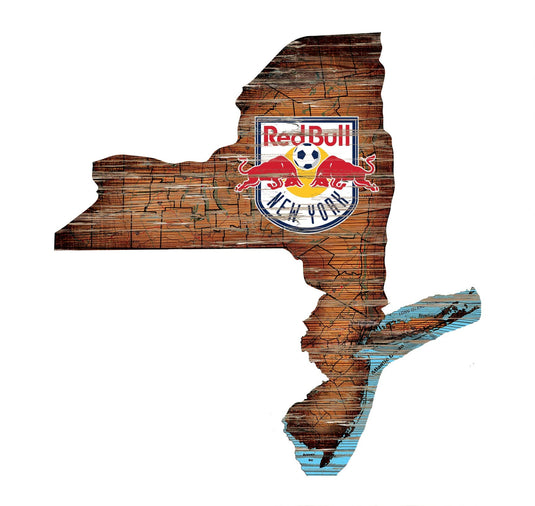 Fan Creations 24" Sign New York Red Bulls Distressed State With Logo Sign
