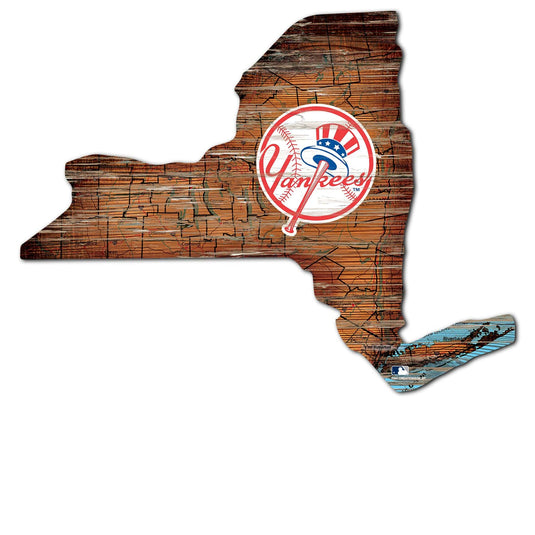 Fan Creations 24" Sign New York Yankees Distressed State With Logo Sign