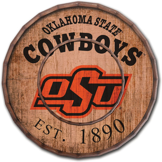 Fan Creations Home Decor Oklahoma State  24in Established Date Barrel Top