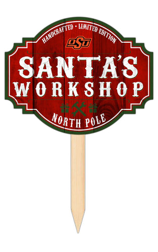 Fan Creations Holiday Home Decor Oklahoma State Santa's Workshop Tavern Sign 12in
