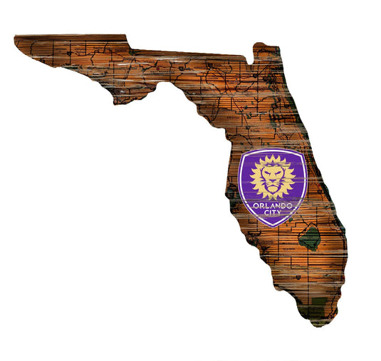 Fan Creations 24" Sign Orlando City Distressed State With Logo Sign