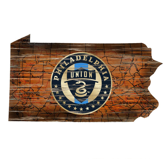 Fan Creations 24" Sign Philadelphia Union Distressed State With Logo Sign