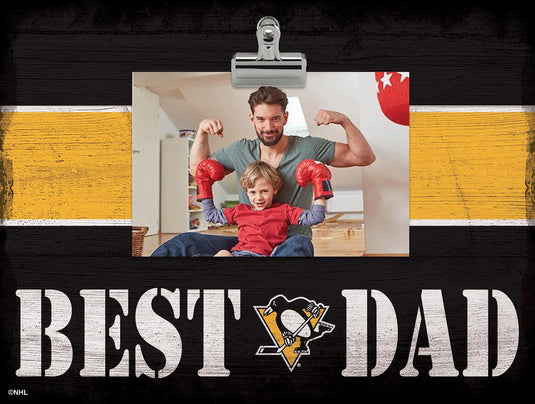 Fan Creations Desktop Stand Pittsburgh Penguins Best Dad With Stripe Clip Frame
