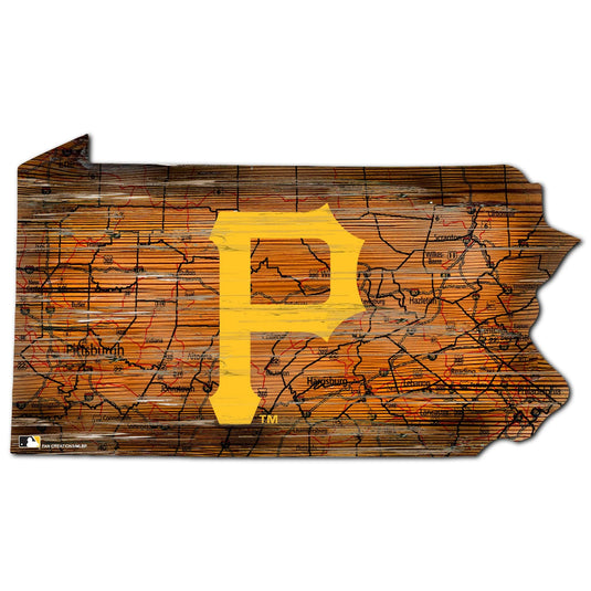 Fan Creations 24" Sign Pittsburgh Pirates Distressed State With Logo Sign