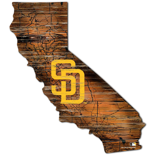 Fan Creations 24" Sign San Diego Padres Distressed State With Logo Sign