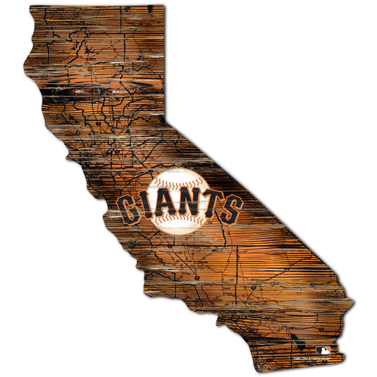 Fan Creations 24" Sign San Francisco Giants Distressed State With Logo Sign