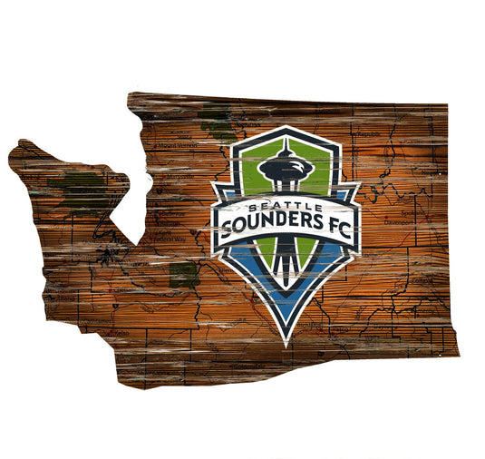 Fan Creations 24" Sign Seattle Sounders FC Distressed State With Logo Sign
