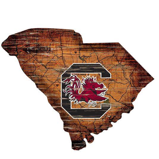 Fan Creations 24" Sign South Carolina Distressed State With Logo Sign