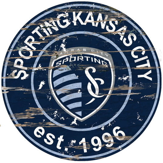 Fan Creations 24" Wall Art Sporting Kansas City Distressed 24" Round Sign