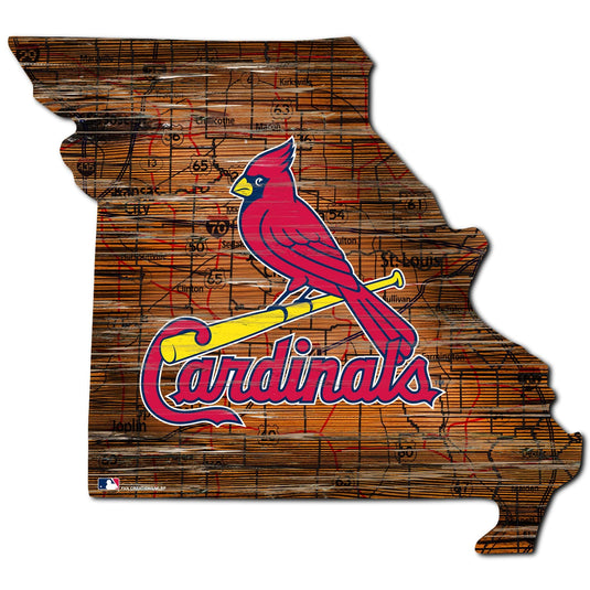 Fan Creations 24" Sign St Louis Cardinals Distressed State With Logo Sign