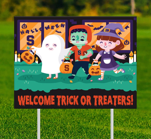 Fan Creations Yard sign Syracuse Welcome Trick or Treaters Yard Sign