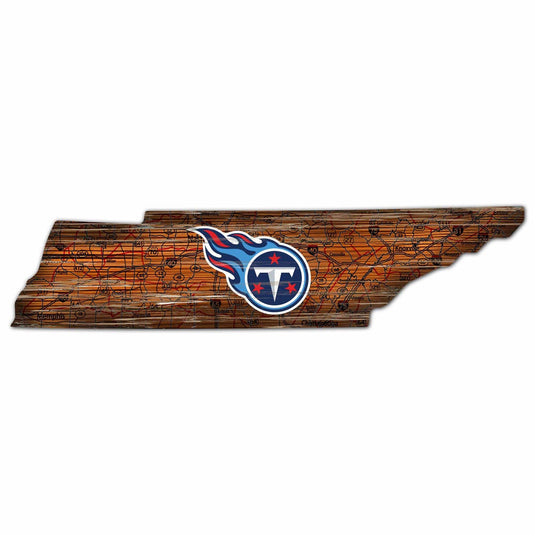 Fan Creations 24" Sign Tennessee Titans Distressed State With Logo Sign