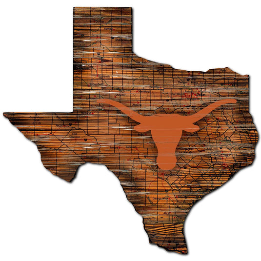 Fan Creations 24" Sign Texas Distressed State With Logo Sign