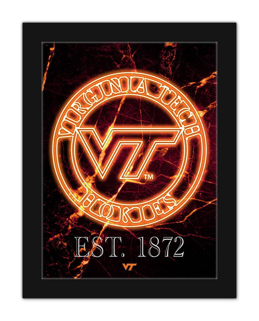 Fan Creations Wall Decor Virginia Tech Neon Circle Logo 12x16