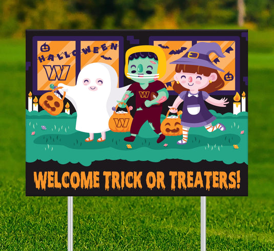 Fan Creations Yard Sign Washington Commanders Welcome Trick or Treaters Yard Sign