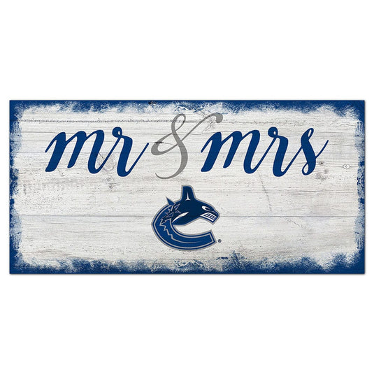 Fan Creations 6x12 Horizontal Vancouver Canucks Script Mr & Mrs 6x12 Sign