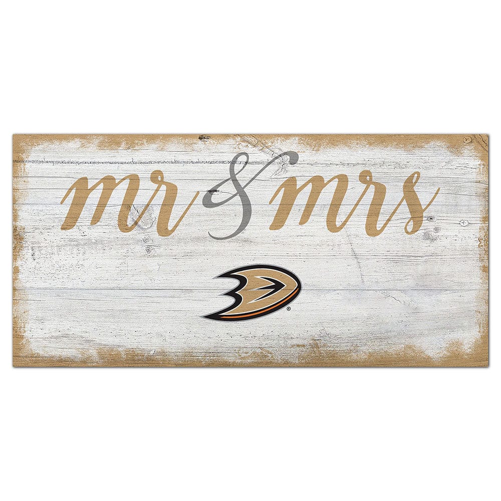 Anaheim Ducks Script Mr & Mrs 6x12 Sign