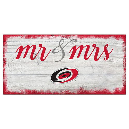 Fan Creations 6x12 Horizontal Carolina Hurricanes Script Mr & Mrs 6x12 Sign