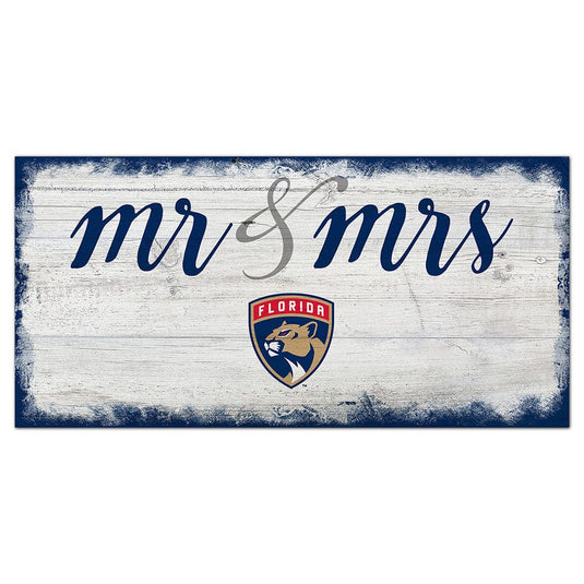 Fan Creations 6x12 Horizontal Florida Panthers Script Mr & Mrs 6x12 Sign