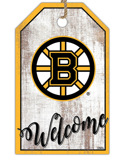 Fan Creations Holiday Home Decor Boston Bruins Welcome 11x19 Tag