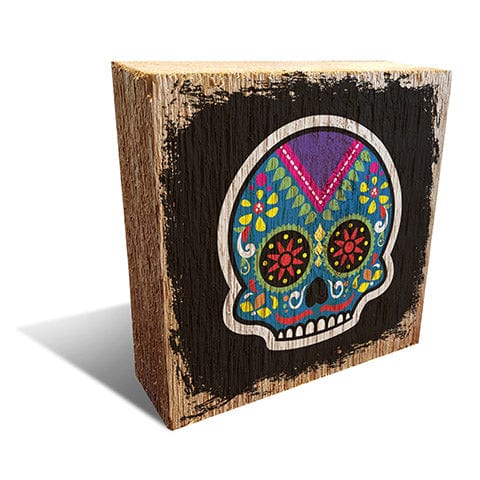 Load image into Gallery viewer, Fan Creations Pet Block Blue Sugar Skull 6x6 Block
