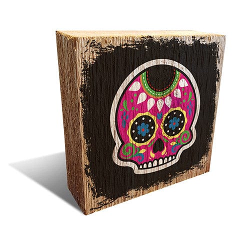 Load image into Gallery viewer, Fan Creations Pet Block Pink Sugar Skull 6x6 Block
