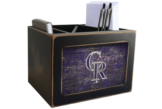 Fan Creations Desktop Stand Colorado Rockies Distressed Desktop Organizer With Team Color