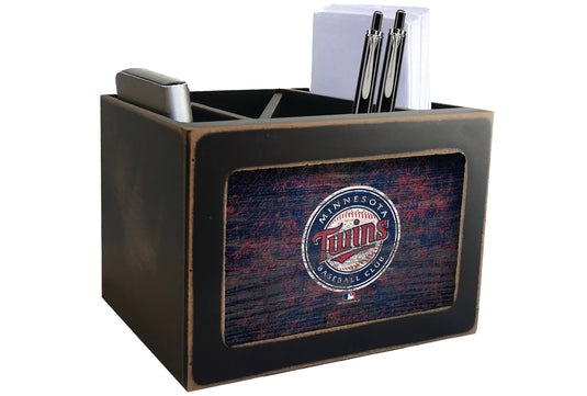 Fan Creations Desktop Stand Minnesota Twins Distressed Desktop Organizer With Team Color