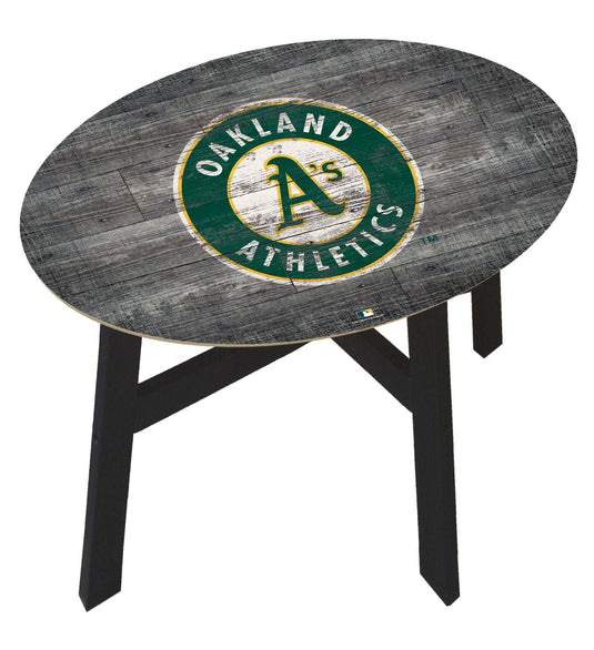 Fan Creations Home Decor Oakland Athletics  Distressed Wood Side Table