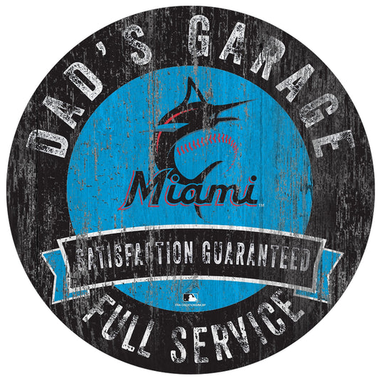 Fan Creations 12" Circle Miami Marlins Dad's Garage Sign