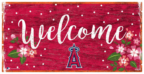 Fan Creations 6x12 Horizontal Los Angeles Angels Welcome Floral 6x12 Sign