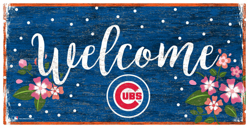 Fan Creations 6x12 Horizontal Chicago Cubs Welcome Floral 6x12 Sign