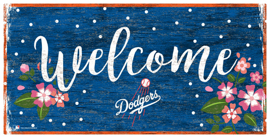 Fan Creations 6x12 Horizontal Los Angeles Dodgers Welcome Floral 6x12 Sign