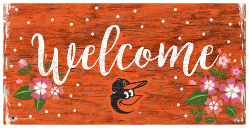 Fan Creations 6x12 Horizontal Baltimore Orioles Welcome Floral 6x12 Sign