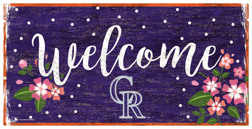 Fan Creations 6x12 Horizontal Colorado Rockies Welcome Floral 6x12 Sign