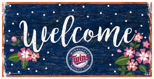 Fan Creations 6x12 Horizontal Minnesota Twins Welcome Floral 6x12 Sign