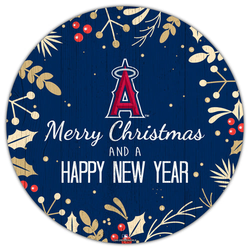 Fan Creations Holiday Home Decor Los Angeles Angels Merry Christmas & Happy New Years 12in Circle