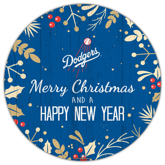 Fan Creations Holiday Home Decor Los Angeles Dodgers Merry Christmas & Happy New Years 12in Circle