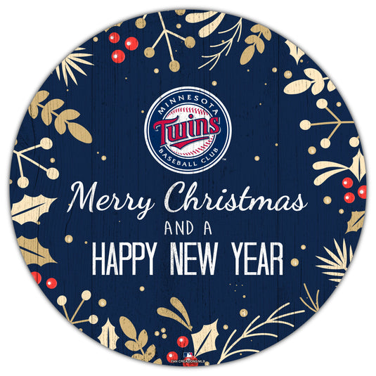 Fan Creations Holiday Home Decor Minnesota Twins Merry Christmas & Happy New Years 12in Circle