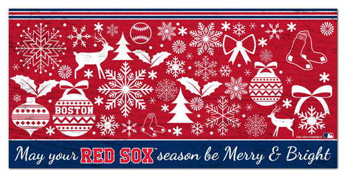 Fan Creations Holiday Home Decor Boston Red Sox Merry and Bright 6x12