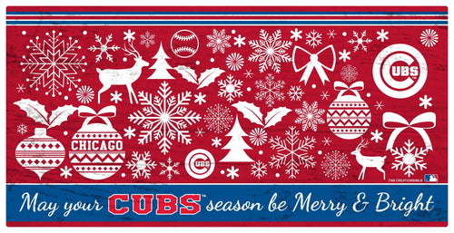 Fan Creations Holiday Home Decor Chicago Cubs Merry and Bright 6x12