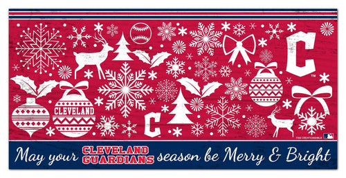 Fan Creations Holiday Home Decor Cleveland Guardians Merry and Bright 6x12