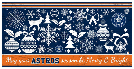 Fan Creations Holiday Home Decor Houston Astros Merry and Bright 6x12