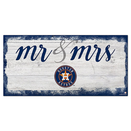 Fan Creations 6x12 Horizontal Houston Astros Script Mr & Mrs 6x12 Sign