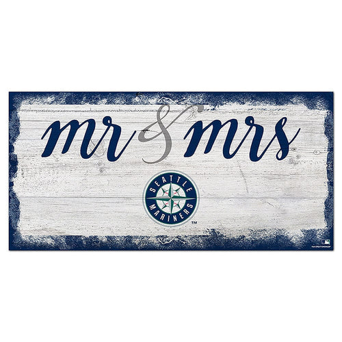 Fan Creations 6x12 Horizontal Seattle Mariners Script Mr & Mrs 6x12 Sign