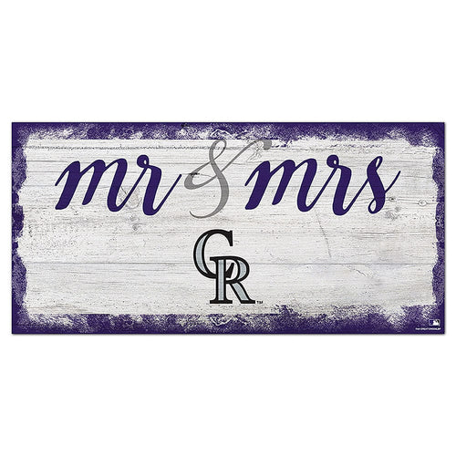 Fan Creations 6x12 Horizontal Colorado Rockies Script Mr & Mrs 6x12 Sign